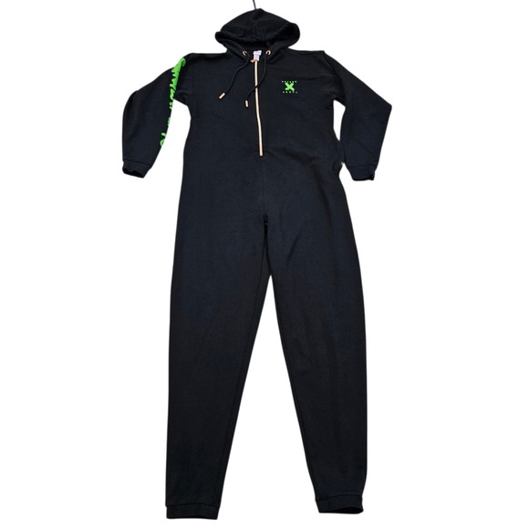 Fenty Savage Jump Suit Large Black Rihanna Hooded Fleece Sweat Full Body Womens - Picture 2 of 8